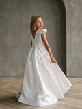 Teter Warm Couture Satin Communion Dress with Beaded Waist