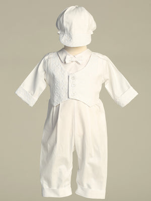Oliver Boys Cotton Baptism Long Romper | Blush Kids