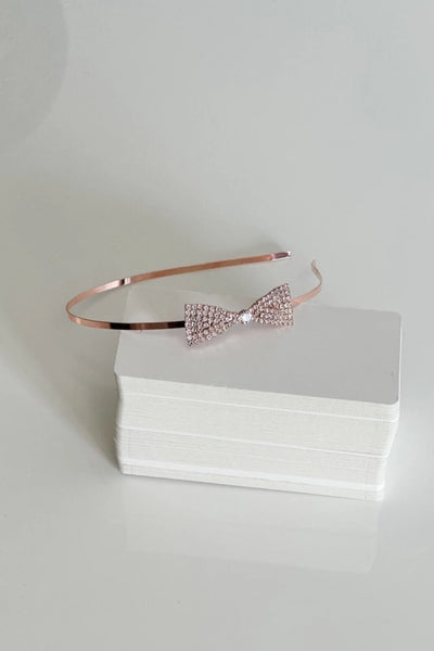 Rose Gold Rhinestone Bow Headband for Girls