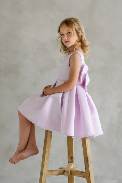 Calliope Lilac Bow Back Girls Party Dress | Teter Warm