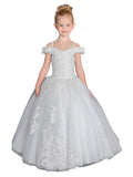 Anita Embroidered Off the Shoulder Pageant Dress - Girls Formal Wear