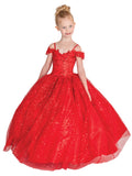 Chenelle Off the Shoulder Sequin Pageant Flower Girl Dress