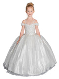 Chenelle Off the Shoulder Sequin Pageant Flower Girl Dress