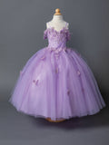 Angelina Girls Pageant Dress with Floral Appliques - Stunning Pageant Gowns