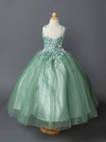 Ophelia 3D Floral Embroidered Flower Girl Dress - Elegant Occasion Dresses