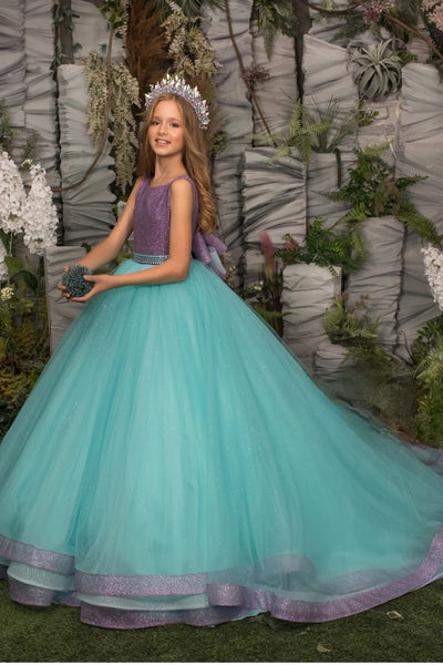 Sparkle in Style: The Lydia Couture Girls Tulle Glitter Pageant Gown