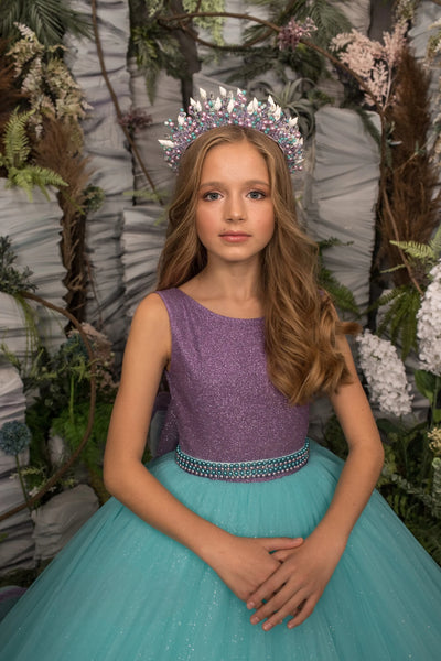 Sparkle in Style: The Lydia Couture Girls Tulle Glitter Pageant Gown