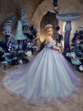 Custom Mint Lilac Princess Gown – Luxury Couture for Kids