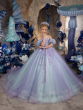 Custom Mint Lilac Princess Gown – Luxury Couture for Kids