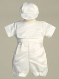 Aaron Baptism Romper – Satin Christening Outfit with Hat