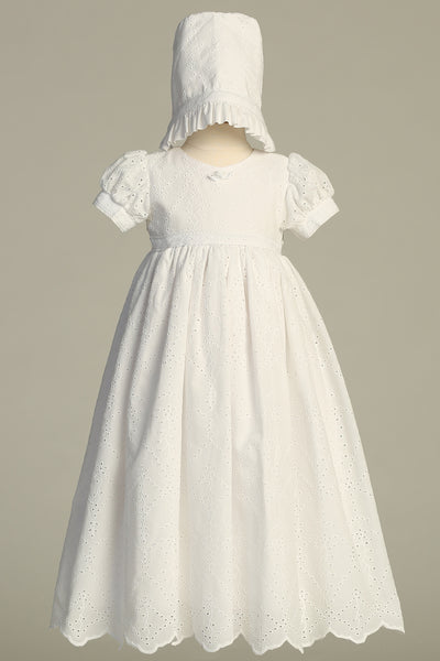 Charlotte Christening Gown – Embroidered Baptism Dress with Bonnet