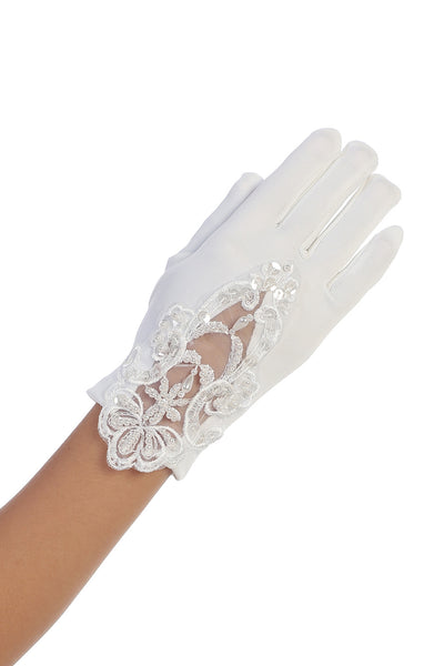 The Brianna Flower Girl Satin Lace Gloves