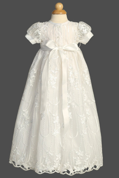 Rhea Baby Girl Baptismal Lace Gown | Blush Kids