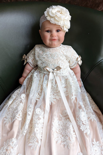 Eliana Satin Tulle Christening Gown | Blush Kids