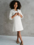 Solène Teter Warm Girls Beige Tweed Party Dress