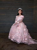 Elegant Flower Girl Dress with 3D Floral Design | Princess Collection