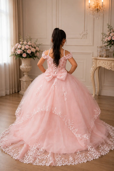Girls Pageant Flower Girl Sparkly Tulle Ball Gown