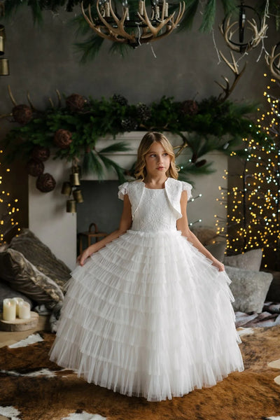 Tiered Tulle Dress with Lace Bolero – Perfect for Girls