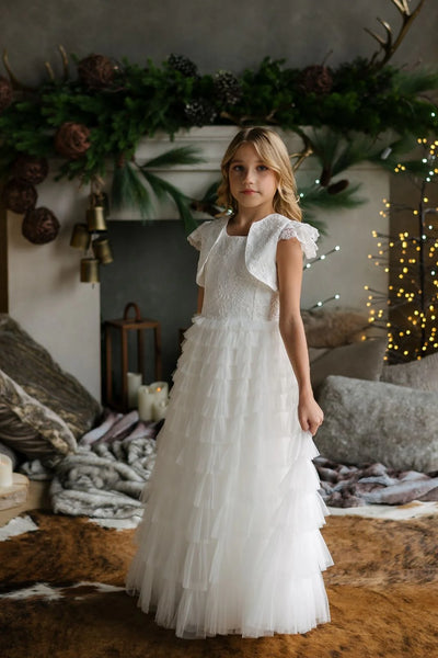 Tiered Tulle Dress with Lace Bolero – Perfect for Girls