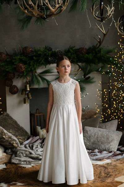 Sierra White Lace Communion Dress – Teter Warm Couture