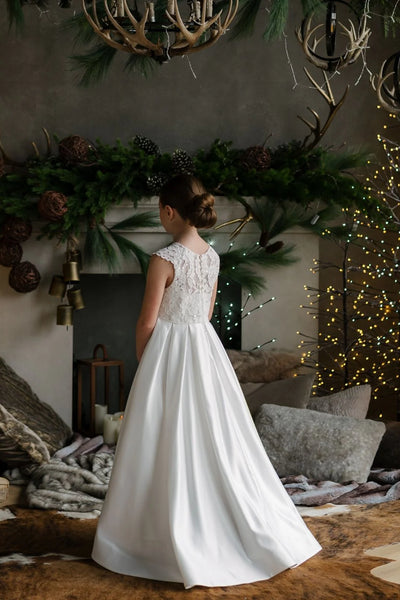 Sierra White Lace Communion Dress – Teter Warm Couture