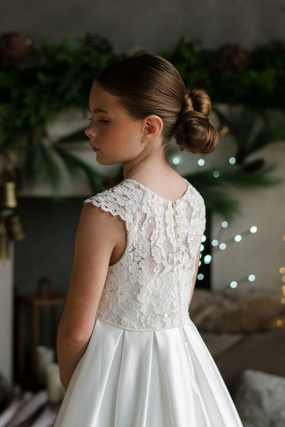 Sierra White Lace Communion Dress – Teter Warm Couture