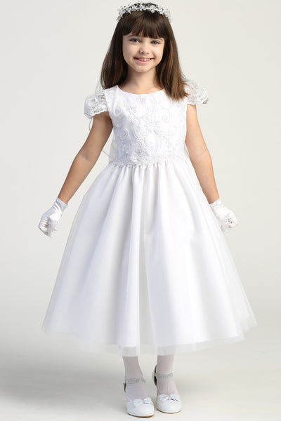 Embroidered Beaded Tulle Flower Girl Dress Special Occasion Communion Dress 