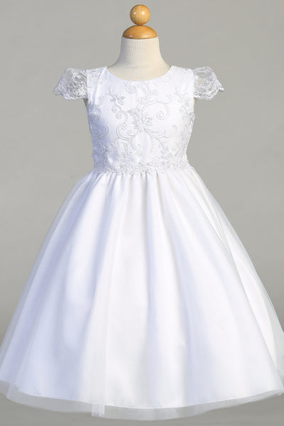 Embroidered Beaded Tulle Flower Girl Dress Special Occasion Communion Dress 