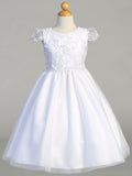 Embroidered Beaded Tulle Flower Girl Dress Special Occasion Communion Dress 