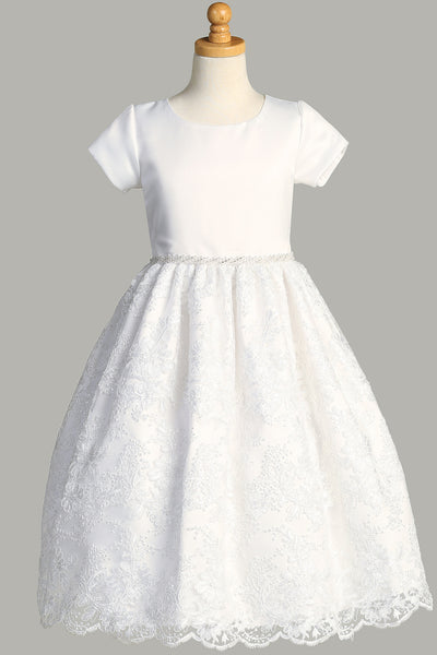 Camila Lace Communion Dress – Tea Length Flower Girl Gown