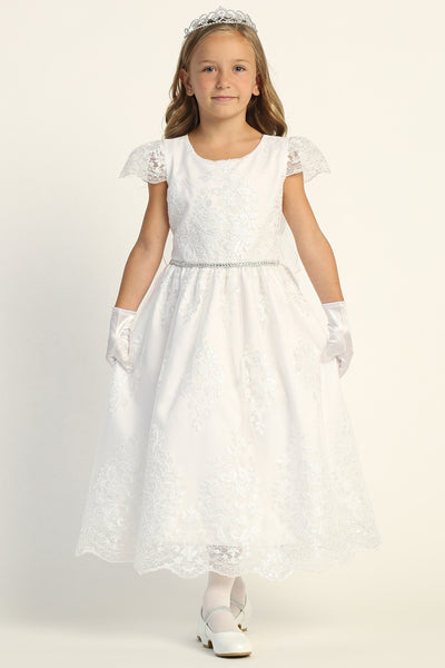 Desiree First Communion Dress – Tea Length Lace Gown