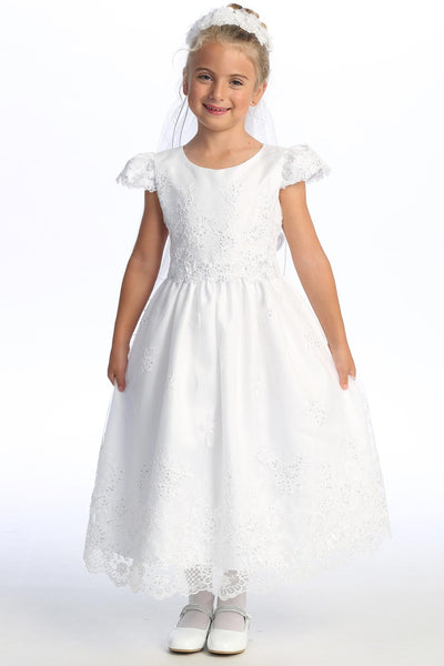 Emily Holy Communion Dress – Tea Length First Communion Lace Dress