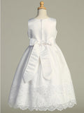 Abigail Satin & Embroidered Tea-Length Dress – Communion & Flower Girl