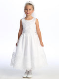 Abigail Satin & Embroidered Tea-Length Dress – Communion & Flower Girl