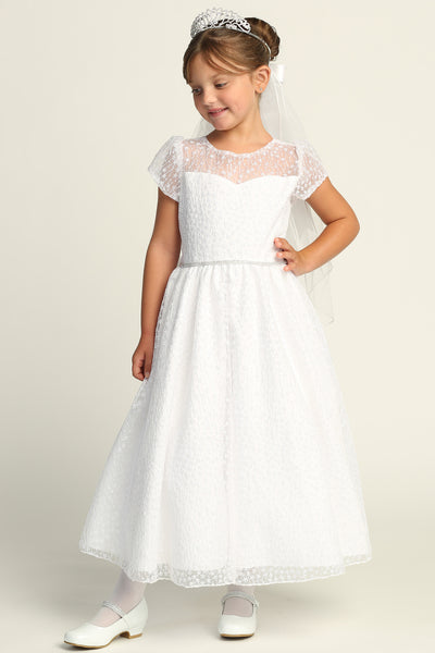 Elegant White Lace Communion Dress – Perfect for Weddings & Pageants