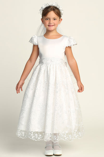 Petra Satin & Lace Communion Dress – Perfect for Formal Occasions