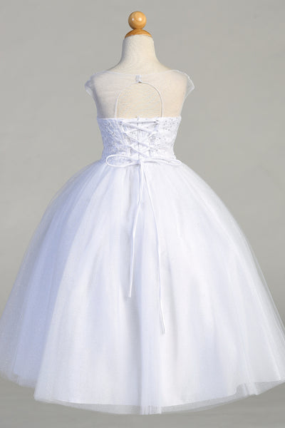 Flower Girl Beaded Lace Dress Tulle Embroidered Lace Communion Dress