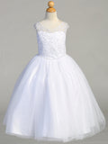 Flower Girl Beaded Lace Dress Tulle Embroidered Lace Communion Dress