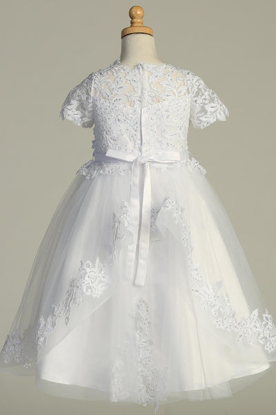 Aurora Grace Communion Dress | Tea-Length Lace Gown