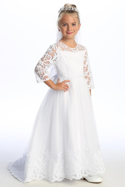 Bailey Satin Lace Tulle Flower Girl Dress | Blush Kids