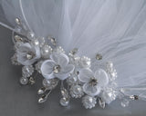 Crystal 24" Veil – Rhinestones, Pearls & Organza Flowers