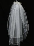 Crystal 24" Veil – Rhinestones, Pearls & Organza Flowers