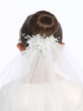 Patsy 24” Kids Veil with Organza Flowers, Crystals & Pearls