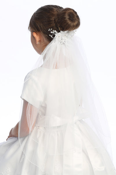 Patsy 24” Kids Veil with Organza Flowers, Crystals & Pearls