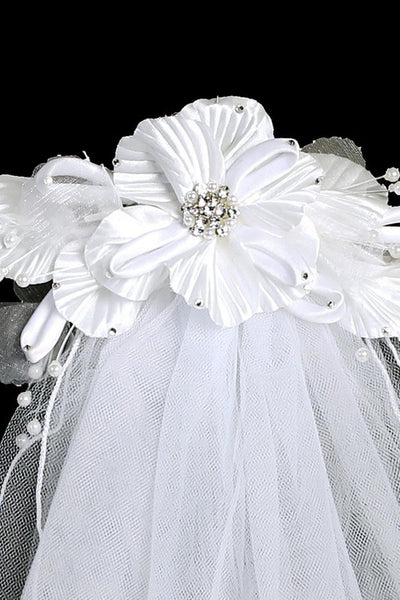 Ophelia Kids Communion Veil – Flowers, Rhinestones & Pearls