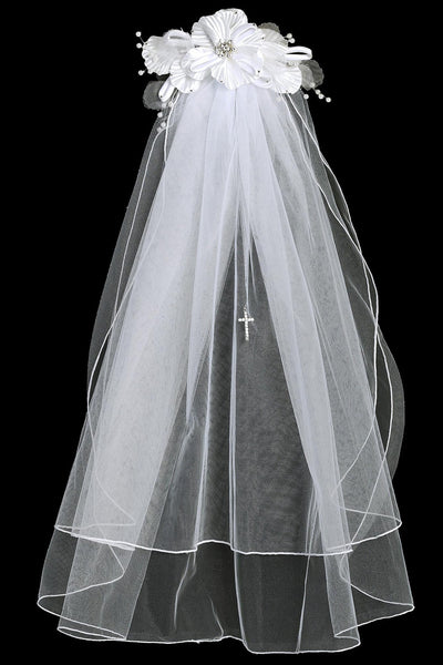 Ophelia Kids Communion Veil – Flowers, Rhinestones & Pearls