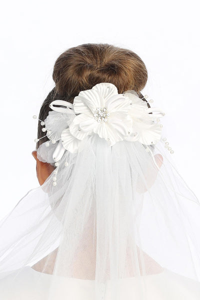 Ophelia Kids Communion Veil – Flowers, Rhinestones & Pearls