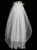 Charlotte Kids Communion Veil – Organza Flowers & Rhinestones