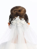 Charlotte Kids Communion Veil – Organza Flowers & Rhinestones