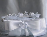 Maddy Kids Communion Veil – 24" Organza Flowers & Pearls